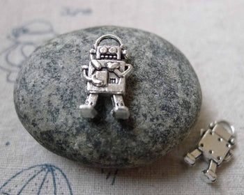 Accessories - 20 Pcs Of Antique Silver Lovely Robot Charms 9x17mm A6331