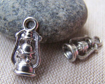 Accessories - 20 Pcs Of Antique Silver Oil Hurricane Lamp Charms 10x20mm A885