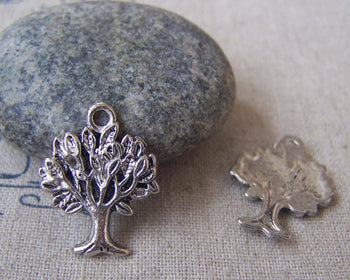 Accessories - 20 Pcs Of Antique Silver Peace Tree Charms 16x20mm A1020