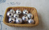 Accessories - 20 Pcs Of Antique Silver Pewter Round Flower Stamped Beads 8mm A4680
