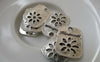 Accessories - 20 Pcs Of Antique Silver Rectangular Handmade Flower Charms 14x19mm A6693