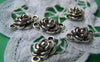 Accessories - 20 Pcs Of Antique Silver Rose Flower Connectors Charms 10x15mm A1107