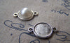 Accessories - 20 Pcs Of Antique Silver Round Cameo Base Setting Connector Match 10mm Cabochon A3225