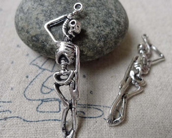 Accessories - 20 Pcs Of Antique Silver Skeleton Charms 12x42mm A6808