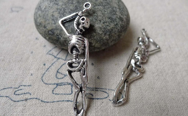Accessories - 20 Pcs Of Antique Silver Skeleton Charms 12x42mm A6808