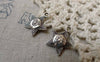 Accessories - 20 Pcs Of Antique Silver Star Face Charms Pendants 13.5mm Double Sided  A6233