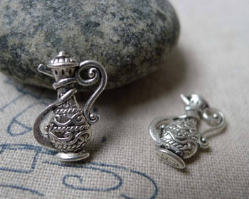 Accessories - 20 Pcs Of Antique Silver Tea Pot Charms Double Sided 11x17mm A5845