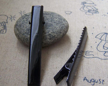 Accessories - 20 Pcs Of Black Painted Metal Wide Hair Clips 8x56mm A2197