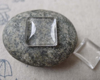 Accessories - 20 Pcs Of Clear Glass Dome Square Cabochon Cameo 15mm A6884