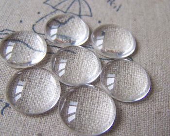 Accessories - 20 Pcs Of Crystal Glass Dome Round Cabochon Cameo 14mm A4568