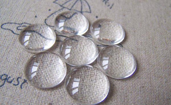 Accessories - 20 Pcs Of Crystal Glass Dome Round Cabochon Cameo 14mm A4568