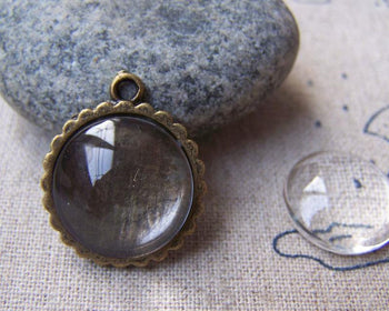 Accessories - 20 Pcs Of Crystal Glass Dome Round Cabochon Cameo 16mm A3644