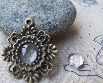 Accessories - 20 Pcs Of Crystal Glass Dome Round Cabochon Cameo 8mm A3643