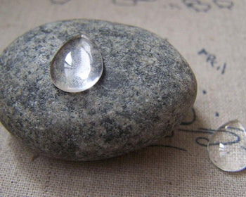 Accessories - 20 Pcs Of Crystal Glass Dome Tear Drop Cabochon Cameo 10x14mm A2234