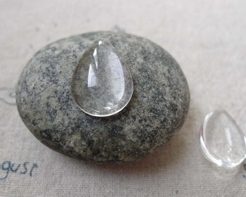 Accessories - 20 Pcs Of Crystal Glass Dome Teardrop Drop Cabochon Cameo 13x17.5mm A6708