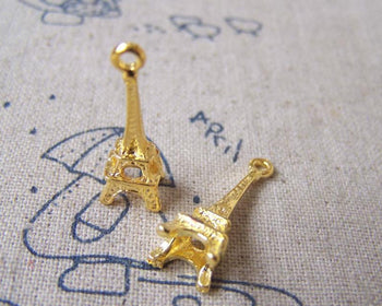 Accessories - 20 Pcs Of Gold Tone 3D Eiffel Tower Charms 8x23mm A3471