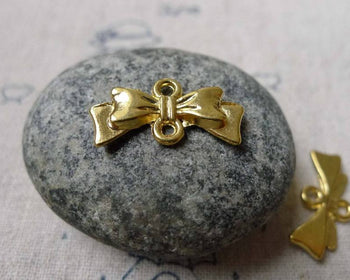 Accessories - 20 Pcs Of Gold Tone Bow Tie Knot Connector 8x20mm A5955