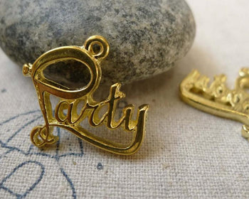 Accessories - 20 Pcs Of Gold Tone English Word Party Charms 19x20mm A6310