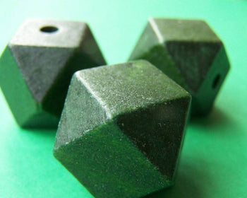 Accessories - 20 Pcs Of Green Color  Geometric Figure Solid Faceted Wood Beads Findings 21mm A3737