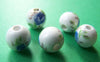 Accessories - 20 Pcs Of Hand Painted Chinese Blue Flower Ceramic Round Beads 10mm A1888