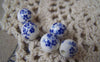 Accessories - 20 Pcs Of Hand Painted Chinese Blue Flower Ceramic Round Beads 10mm A4554