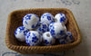 Accessories - 20 Pcs Of Hand Painted Chinese Blue Flower Ceramic Round Beads 8mm A566