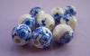 Accessories - 20 Pcs Of Hand Painted Chinese Blue Peony Flower Ceramic Round Beads 10mm A1862