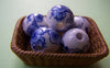 Accessories - 20 Pcs Of Hand Painted Chinese Blue Peony Flower Ceramic Round Beads 12mm A1876