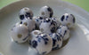 Accessories - 20 Pcs Of Hand Painted Chinese Navy Blue Flower Ceramic Round Beads 12mm A2867