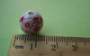 Accessories - 20 Pcs Of Hand Painted Chinese Red Peony Flower Ceramic Round Beads 12mm A1890