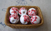 Accessories - 20 Pcs Of Hand Painted Lovely Red Flower Chinese Ceramic Beads 10mm A573