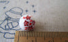 Accessories - 20 Pcs Of Hand Painted Lovely Red Flower Chinese Ceramic Beads 10mm A573