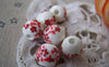 Accessories - 20 Pcs Of Hand Painted Lovely Red Flower Chinese Ceramic Beads 10mm A573