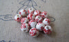 Accessories - 20 Pcs Of Hand Painted Lovely Red Flower Chinese Ceramic Beads 6mm A567