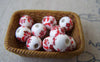 Accessories - 20 Pcs Of Hand Painted Lovely Red Flower Chinese Ceramic Beads 8mm A568