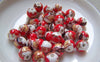 Accessories - 20 Pcs Of Hand Painted Red Flower Ceramic Beads 8mm A5156