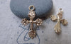 Accessories - 20 Pcs Of KC Gold Tone Flower Cross Charms 17x26mm A7587