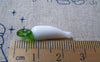 Accessories - 20 Pcs Of Milky White Green Glass Drop Charms 7x25mm A1893