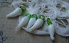Accessories - 20 Pcs Of Milky White Green Glass Drop Charms 7x25mm A1893