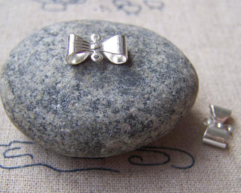 Accessories - 20 Pcs Of Silver Tone Bow Tie Knot Connector 7x12mm A4478