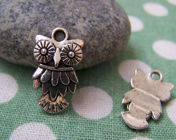 Accessories - 20 Pcs Of Tibetan Silver Antique Silver Lovely Owl Charms 11.5x20mm A1848