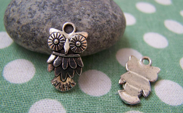 Accessories - 20 Pcs Of Tibetan Silver Antique Silver Lovely Owl Charms 11.5x20mm A1848