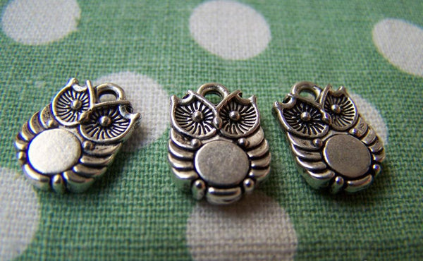 Accessories - 20 Pcs Of Tibetan Silver Antique Silver Lovely Owl Charms Double Sided 10x14mm A1849