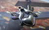 Accessories - 20 Pcs Of Tibetan Silver Antique Silver Two Love Birds Heart Charms 21x21mm A4945