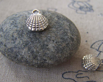 Accessories - 20 Pcs Of Tibetan Silver Lovely 3D Scallp Shell Charms Double Sided 12mm A2348