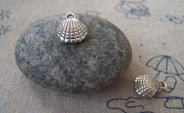Accessories - 20 Pcs Of Tibetan Silver Lovely 3D Scallp Shell Charms Double Sided 12mm A2348