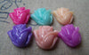 Accessories - 20 Pcs Resin Tulip Flower Cameo Cabochon Assorted Color 14x14mm A3973
