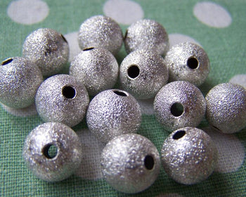 Accessories - 20 Pcs Silver Plated Sand Star Dust Beads Texured Beads  10mm A3861