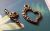 Accessories - 20 Sets Of Antique Bronze Textured Heart Toggle Clasps Double Sided A223