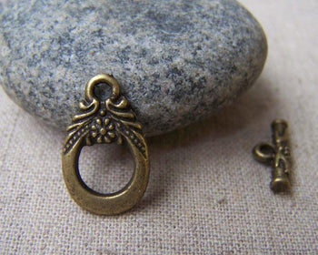 Accessories - 20 Sets Of Antique Bronze Toggle Clasps 14x18mm A224